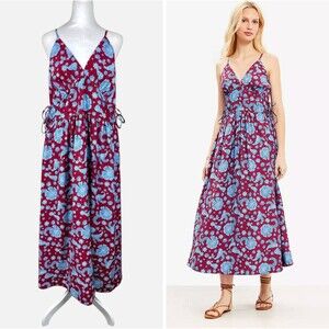 LOFT Ann Taylor Floral Paisley Midi Dress 8 Empire Waist Side Tie Sundress NWT